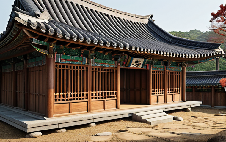 **
Prompt: Traditional Korean library architecture. Focus on ancient design elements like wood, roof shapes, and harmony with nature. Emphasize simplicity and the connection to the environment.
**