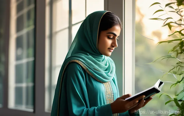 책 없는 디지털 도서관 - **A Young Pakistani Student Exploring a Digital Library:** A serene, medium shot of a young Pakistan...