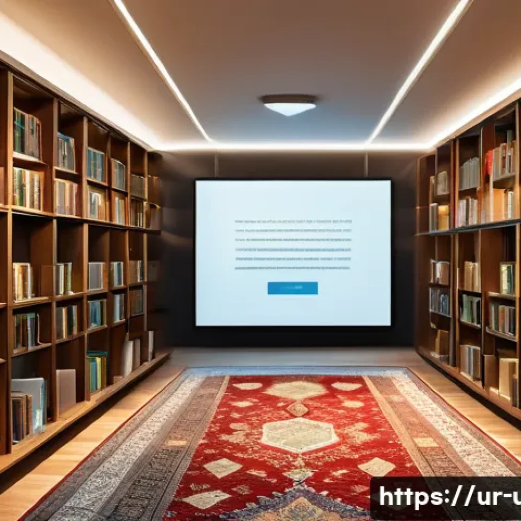 블록체인 기반 도서 대출 - A modern Urdu library interior with diverse people using blockchain technology on tablets and smartp...